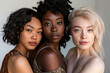 Portrait of three beautiful multiracial women.
