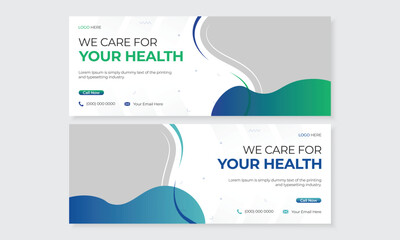 abstract minimal medical health care social media facebook timeline cover banner design template for