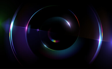 Wall Mural - circle neon light effect on black background