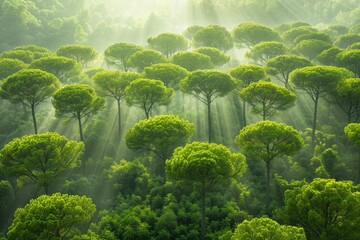 Wall Mural - beautiful green forest on a sunny day professional photography