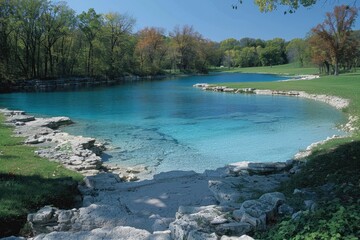 Wall Mural - magnificent lake in the middle of the forest professional photography
