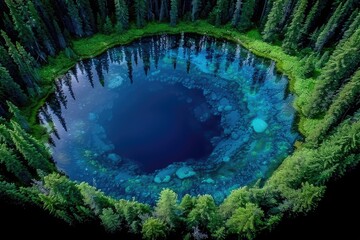 Wall Mural - magnificent lake in the middle of the forest professional photography