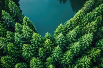 Wall Mural - Magnificent lake in the middle of the forest professional photography