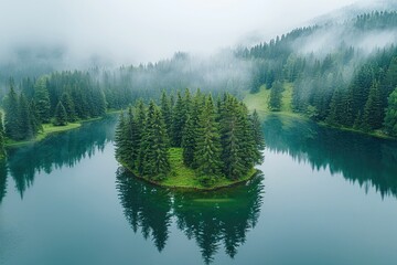Wall Mural - magnificent lake in the middle of the forest professional photography