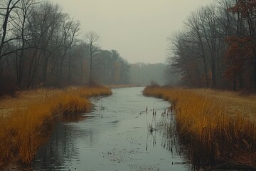 Wall Mural - magnificent lake in the middle of the forest professional photography