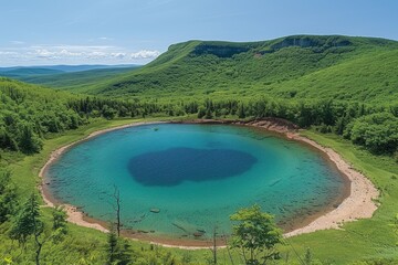 Wall Mural - magnificent lake in the middle of the forest professional photography