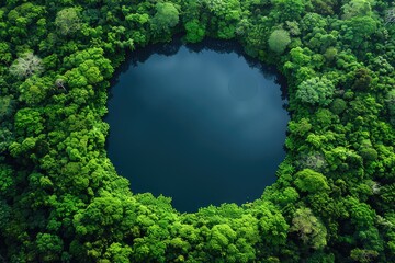 Wall Mural - magnificent lake in the middle of the forest professional photography