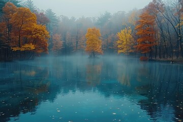 Wall Mural - magnificent lake in the middle of the forest professional photography