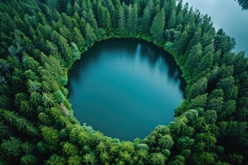 Wall Mural - Magnificent lake in the middle of the forest professional photography
