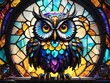 glass window with a glass have owl shape