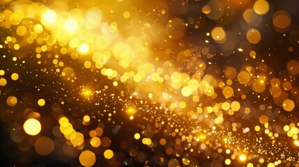 Poster - This image depicts a captivating scene of glowing golden light accompanied by a mesmerizing display of shimmering sparkling particles The vibrant luminous rays and twinkling specks create an