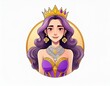 princesse en tenue violette avec un couronne dorée en dessin ia