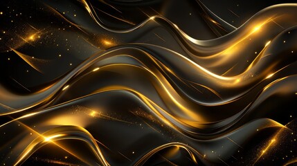 Black and gold elegant background with smooth waves.