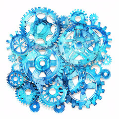 Wall Mural - blue gears and cogs