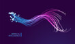 © SidorArt - Ai technology banner blue pink background with digital lines technology light effect. Stream  internet network in futuristic style. Artificial Intelligence big data illustration vector.