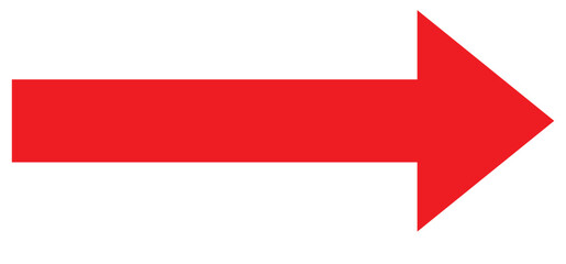 Wall Mural - red large forward or right pointing solid long arrow icon sketched as vector symbol . eps 10