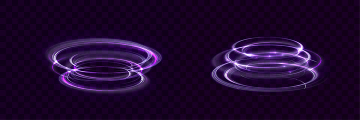 Wall Mural - glowing portal podium. set of round teleportation portals with glow in the dark neon light for vecto
