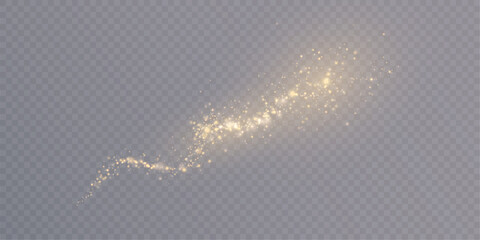 Wall Mural - bright shiny dust particles design elements with golden glitter on transparent background. design fo
