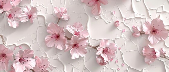 Aufkleber - Decorative pattern with brush strokes. Cherry blossom flower drawing texture icons.