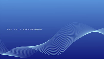 Wall Mural - Abstract glowing wave lines on dark blue background. Dynamic wave pattern. Modern flowing wavy lines. Futuristic technology concept. Suit for banner, poster, cover, brochure, flyer, website