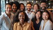 © Lucy - Diverse Professionals Smiling Together, Multicultural people taking group selfie portrait in the office or coffee shop, happy lifestyle and teamwork and friendship concept
