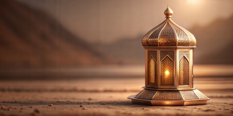 Wall Mural - Traditional islamic lanterns emit a warm glow on a serene evening, symbolizing the holy months of ramadan and eid celebrations, including the feast of sacrifice, eid aladha