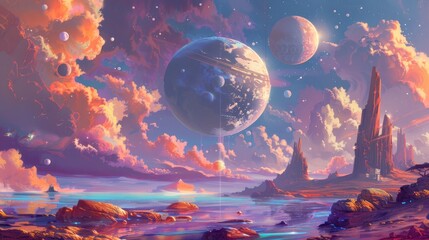 Wall Mural - Exploring the realms of the world beyond or the vastness of outer space through the lens of imagination