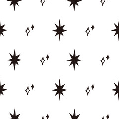 Wall Mural - sparkle stars seamless pattern, vector hand drawn background illustration.