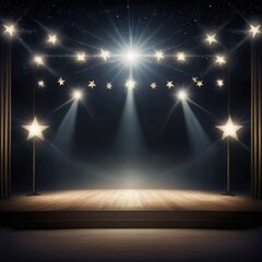Wall Mural - Stage lights and spotlights, Stage lighting effect, Stage Spotlight Background. AI generated