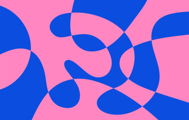 Poster - Abstract horizontal background with colorful waves. Trendy vector illustration in style retro 60s, 70s. Blue and pink colors