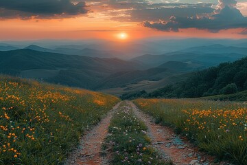 nature sky mountains sunset travel landscape summer morning sunrise hill tree view sunlight green sun