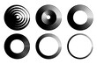Set of abstract circle. Black round frames. Elements for design. Vector illustration isolated on white background. EPS 10