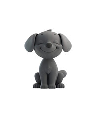 Wall Mural - Cute 3D Render Cartoon Illustration of a Gray Dog: Chibi in Toy Style for Kids, Isolated on Transparent Background, PNG