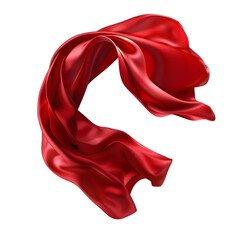 Luxury 3d silk flying texture. The flying red silky cloth luxury fluid wave. Red textile drapery, flowing tissue isolated on a transparent background.