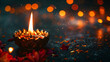 Festive composition with diya lamp for celebration 