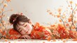 Autumn Slumber - Digital Art of Girl in Kimono