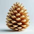 3d gold pine cone, white background