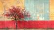 © admin_design - The image is a minimal art piece featuring a single tree in front of a colorful background