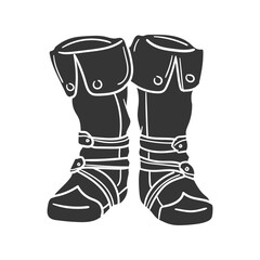 Poster - Medieval Boots Icon Silhouette Illustration. Boot Vector Graphic Pictogram Symbol Clip Art. Doodle Sketch Black Sign.