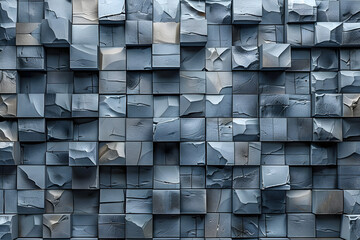 Poster - A wall made of gray blocks with a gray background