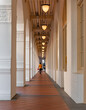 Beautiful corridor with columns in Singapore.