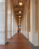 Fototapeta  - Beautiful corridor with columns in Singapore.