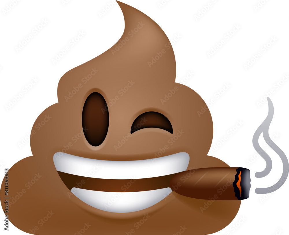 Smiling Poop Emoji Smoking A Cigar Icon Stock Vector | Adobe Stock