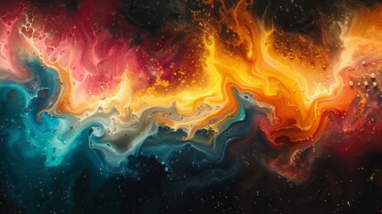 Wall Mural - The image is an abstract painting,fire in the night