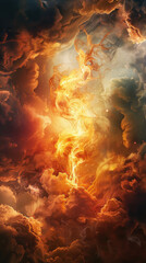 Wall Mural - Fiery Swirling Pentecostal Flame., Pentecost a Christian holiday, the descent of the Holy Spirit.