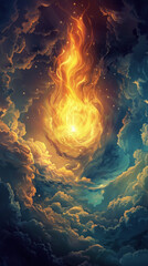 Wall Mural - Fiery Pentecostal Swirling Flame, Pentecost a Christian holiday, the descent of the Holy Spirit.