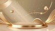 © Kanika Graphic - Product display podium with golden curve line element and decoration with  glitter light effect luxury background.