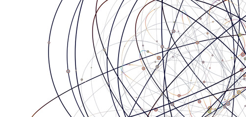 Fototapete - Digital technology background. Network connection dots and lines.
