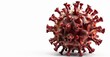 detailed and textured representation of a virus molecule with prominent spike proteins, set against a white background