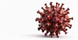 detailed and textured representation of a virus molecule with prominent spike proteins, set against a white background